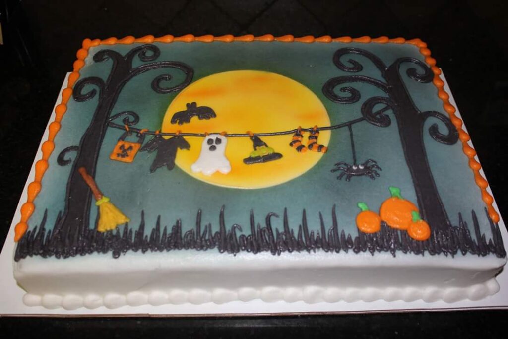 Scrumptious Cake With Halloween Themed Frosting